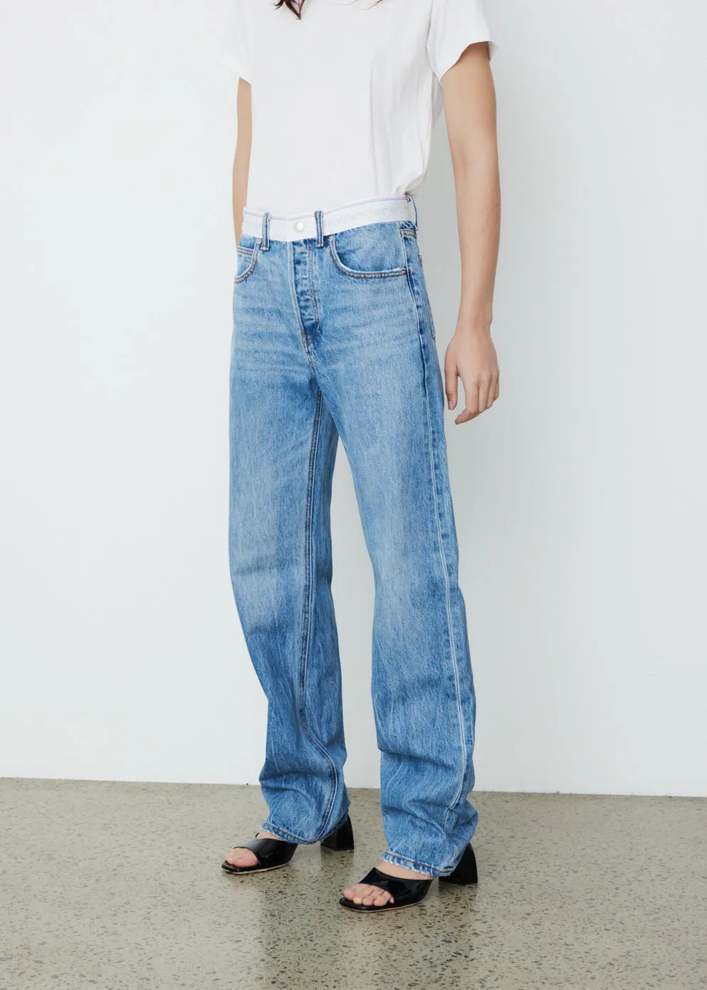 Logo Webbing Relaxed Straight Leg Jean