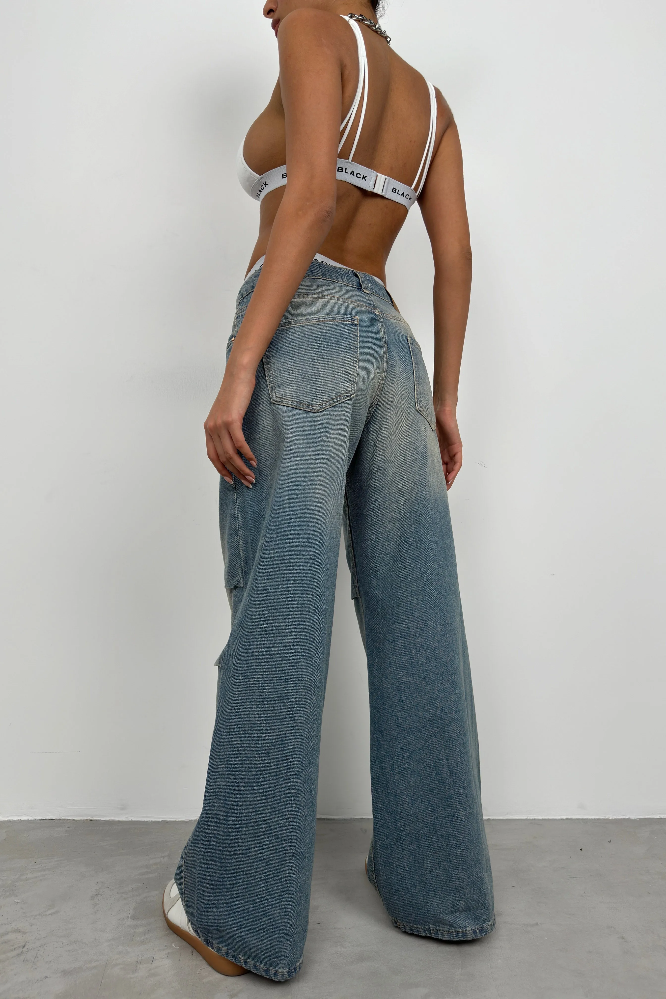 Low Waist Baggy Jeans Washed Look