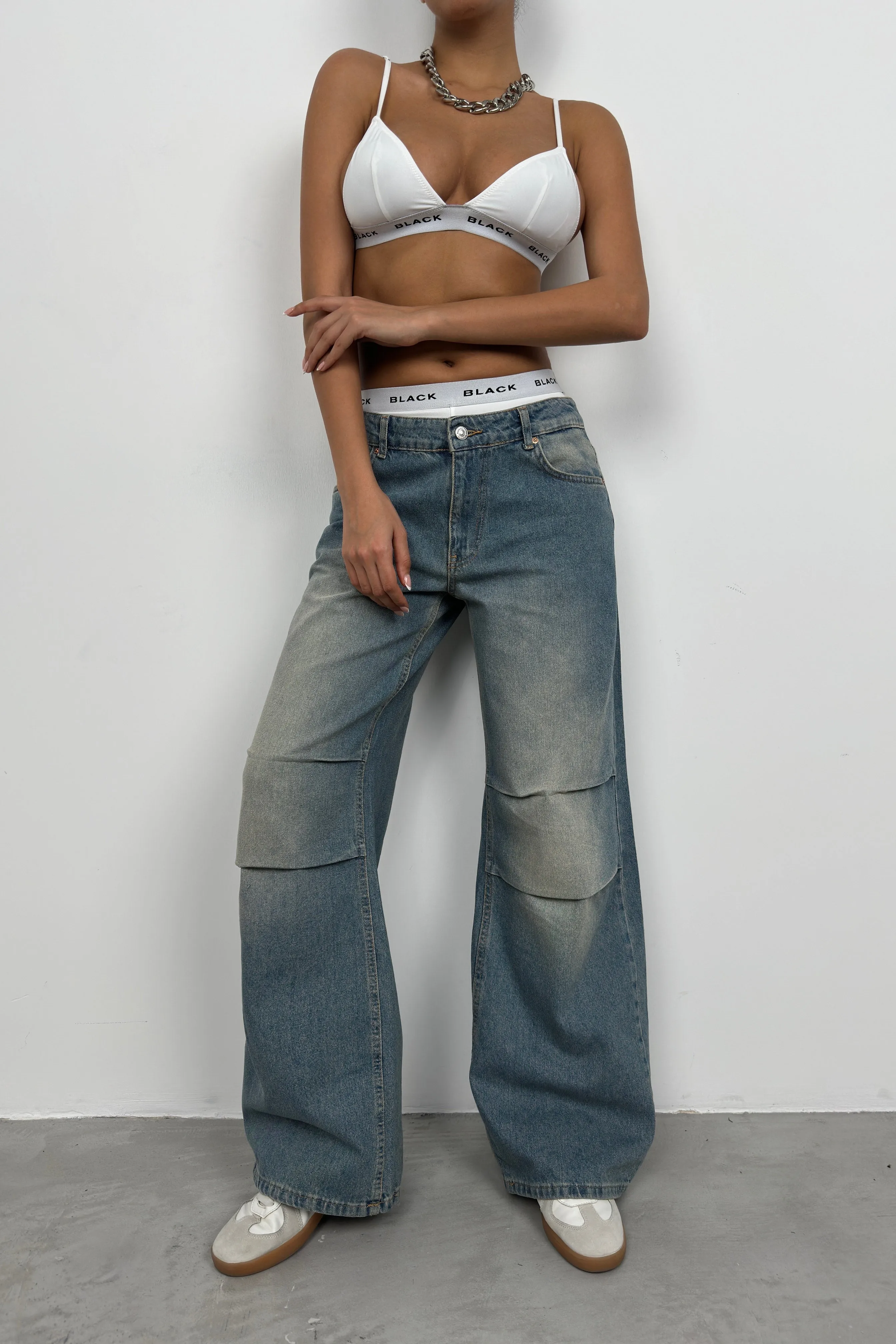 Low Waist Baggy Jeans Washed Look