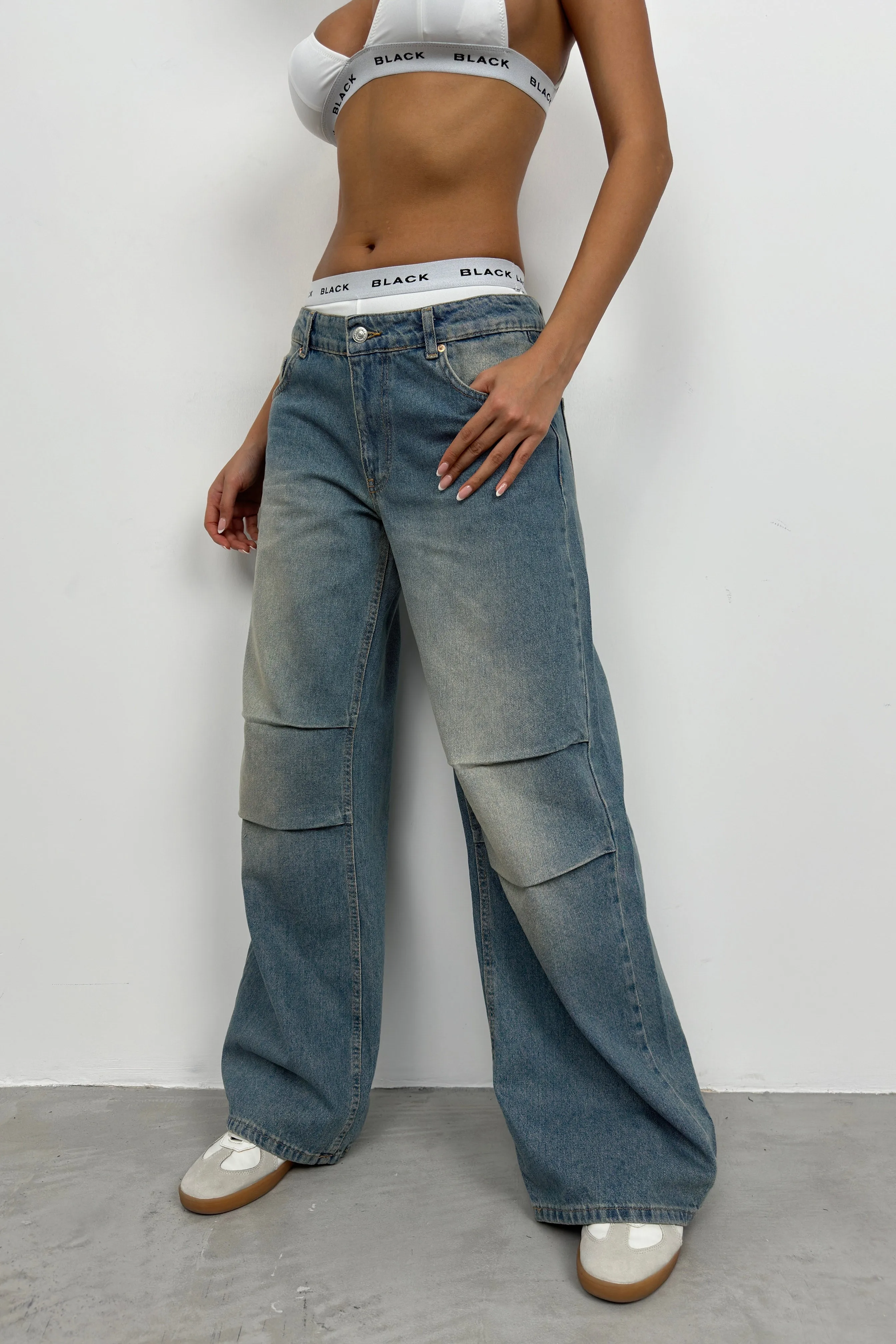 Low Waist Baggy Jeans Washed Look