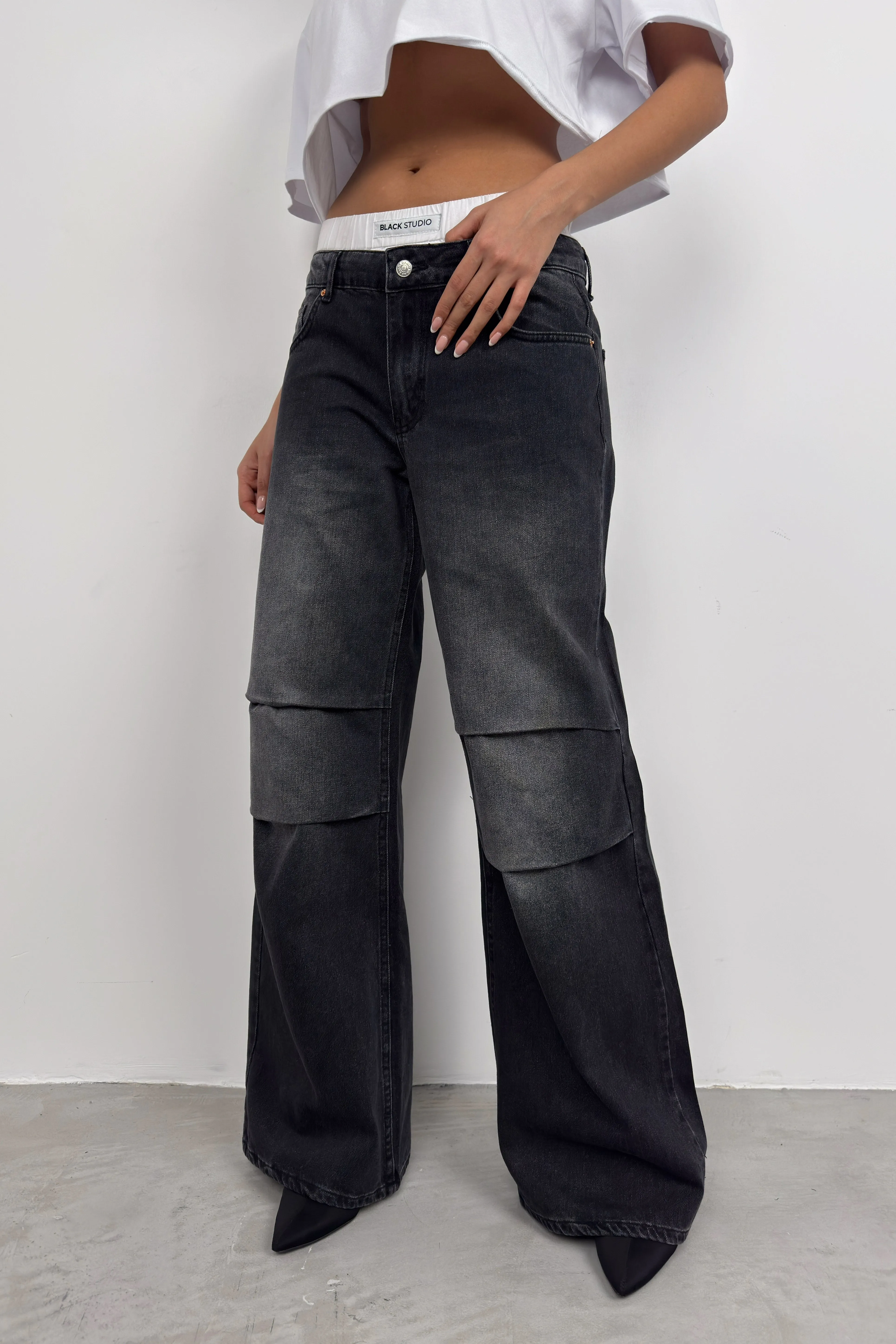 Low Waist Baggy Jeans Washed Look