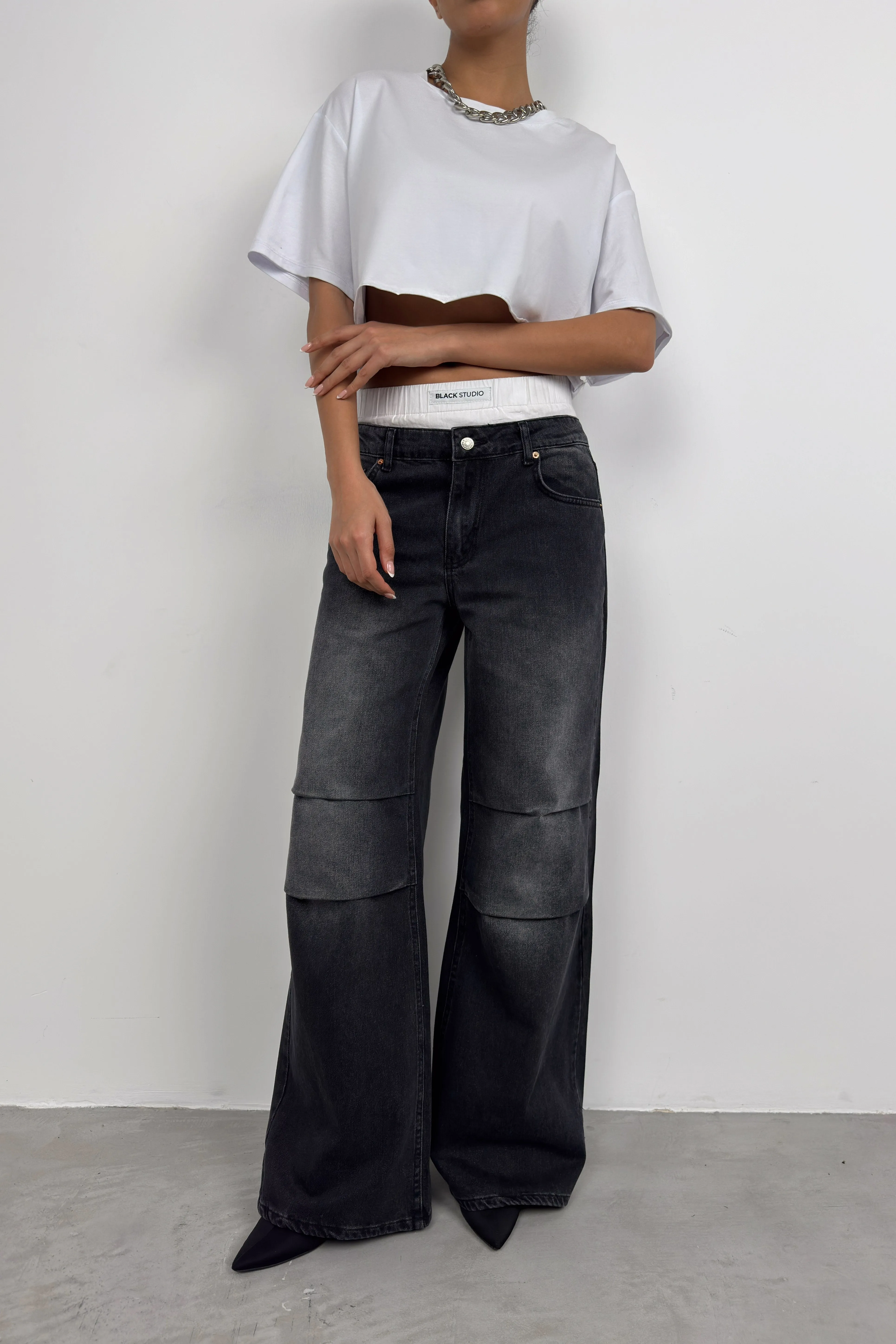 Low Waist Baggy Jeans Washed Look