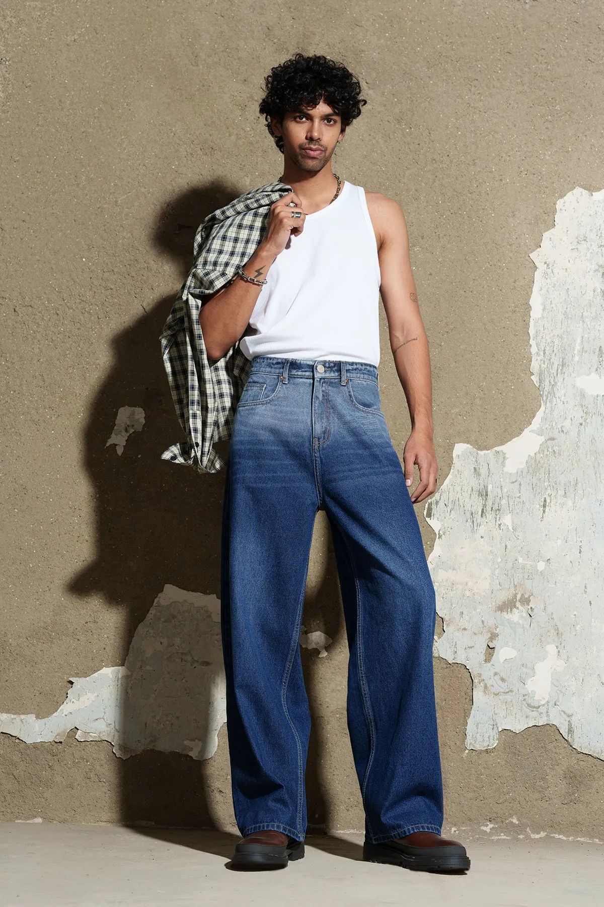 Magnetic Blue Men's Baggy Straight Jeans