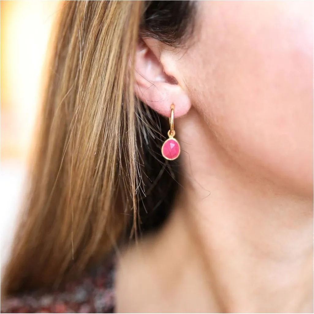 Manhattan Gold & Fuchsia Pink Chalcedony Interchangeable Gemstone Earrings