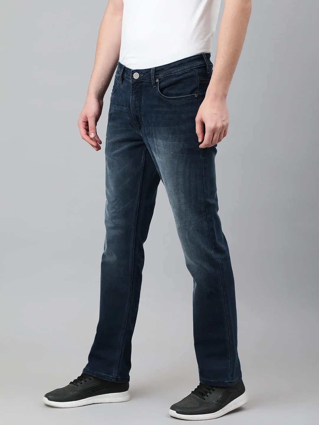 Men Dark Blue Slim Fit Mid Rise Clean Look Stretchable Jeans