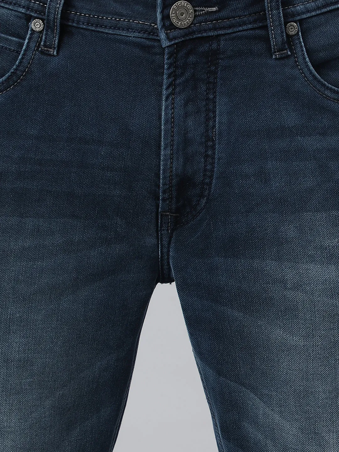 Men Dark Blue Slim Fit Mid Rise Clean Look Stretchable Jeans