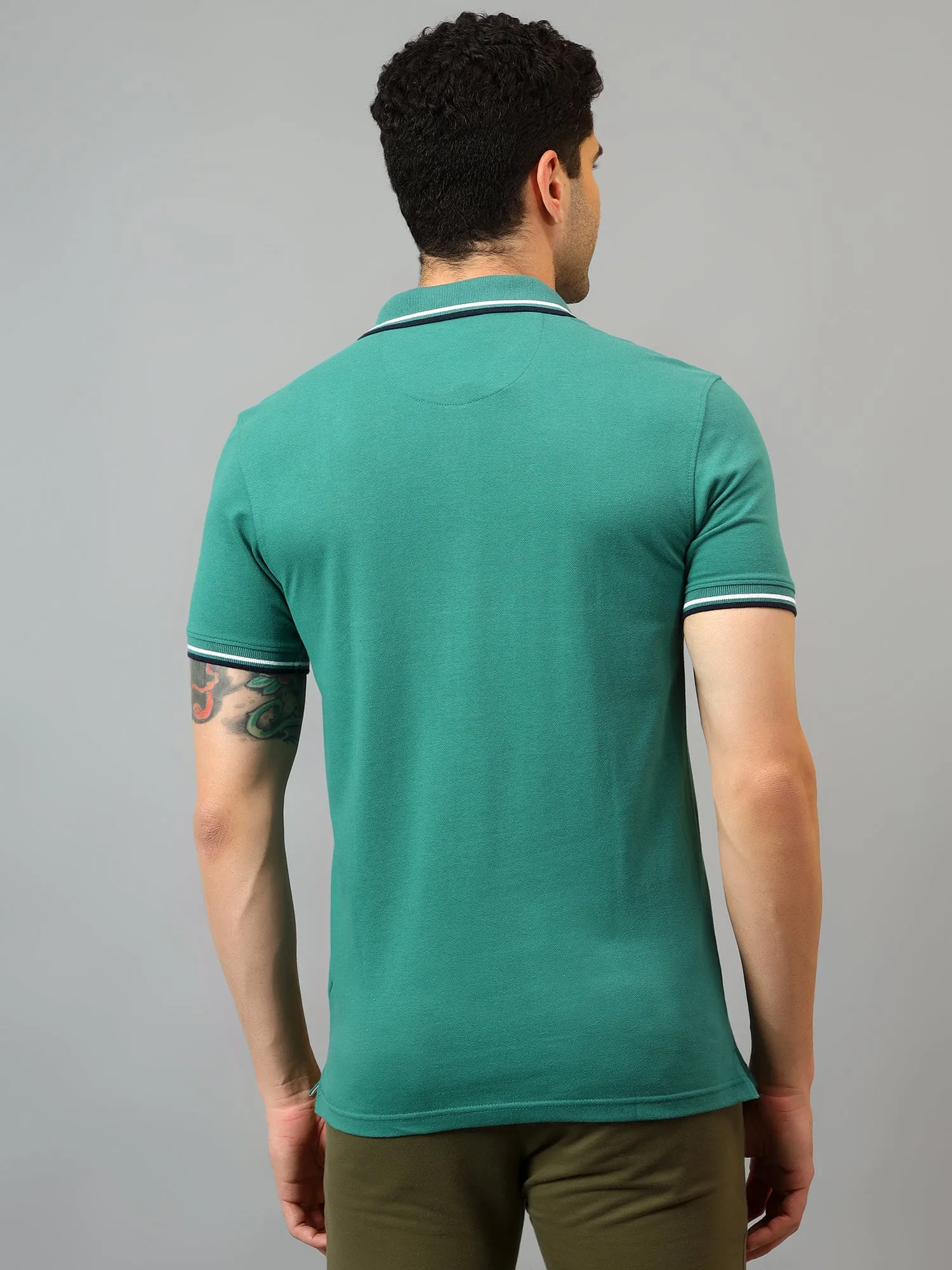 Men's Green  Polo neck Half Sleeve T-Shirt