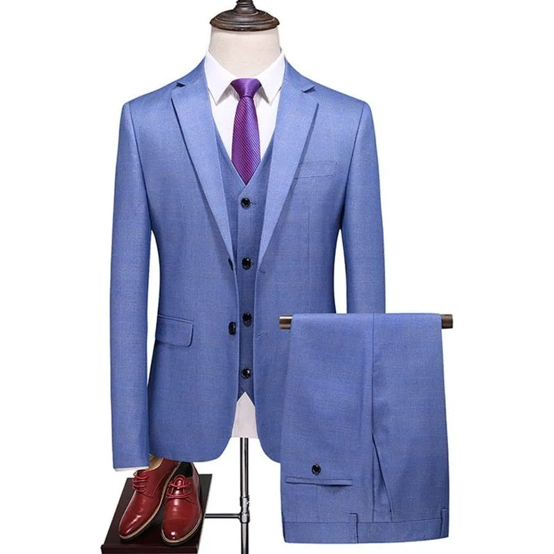 Men's Plaid Blazer Pants Vest 3 Pieces Business Suit