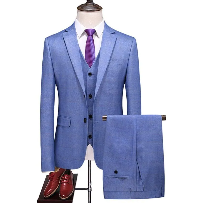 Men's Plaid Blazer Pants Vest 3 Pieces Business Suit