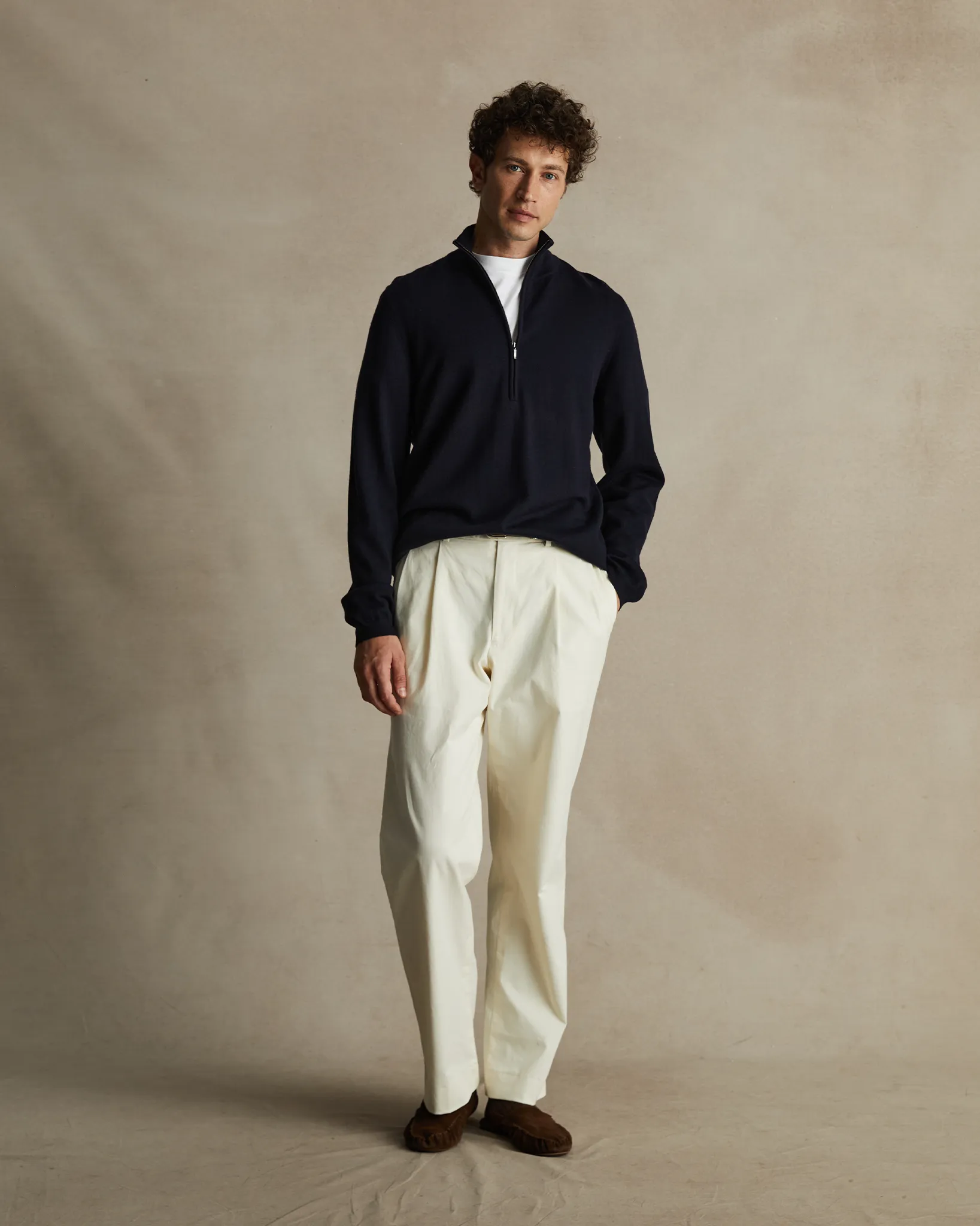 Merino Quarter Zip - Navy