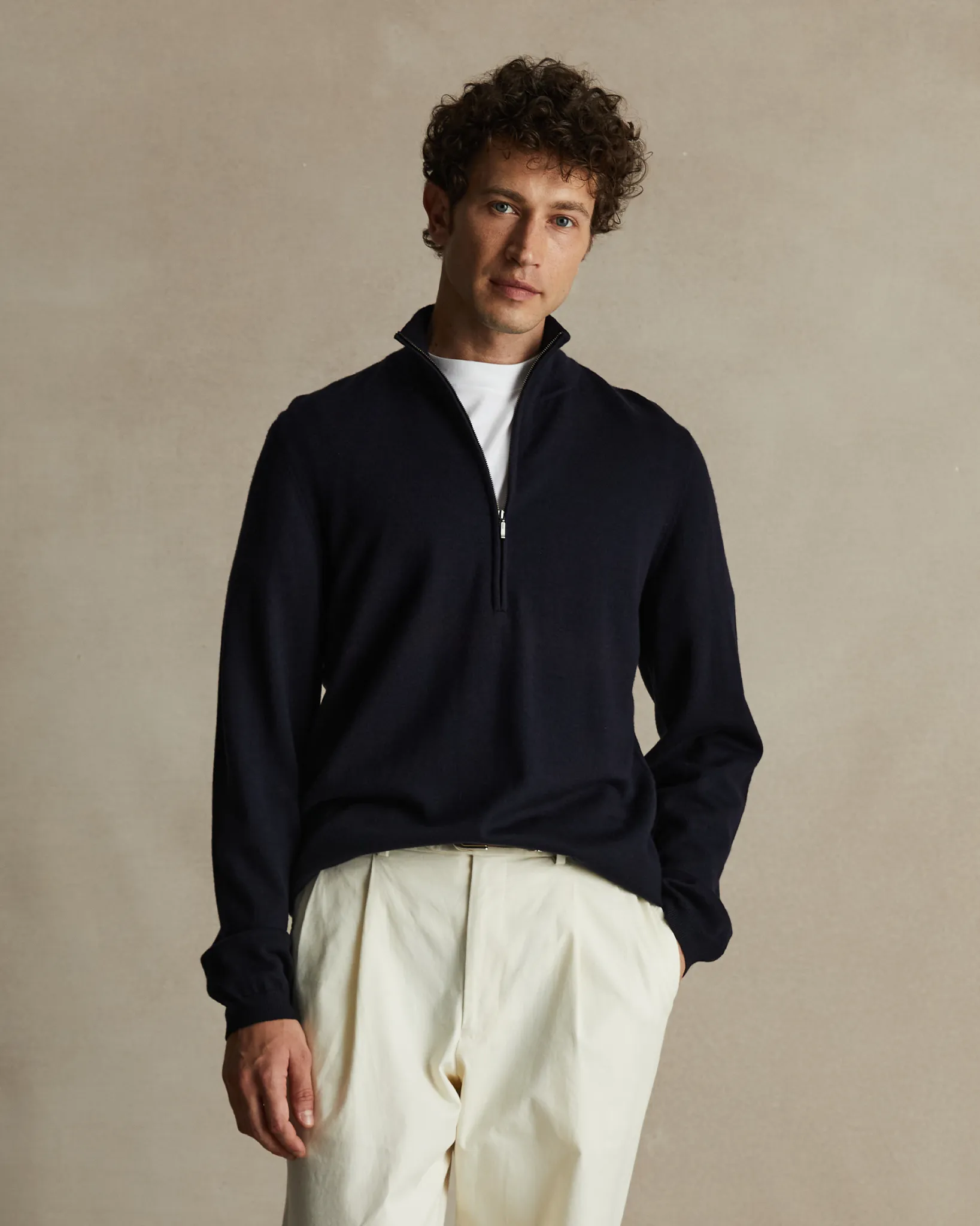 Merino Quarter Zip - Navy