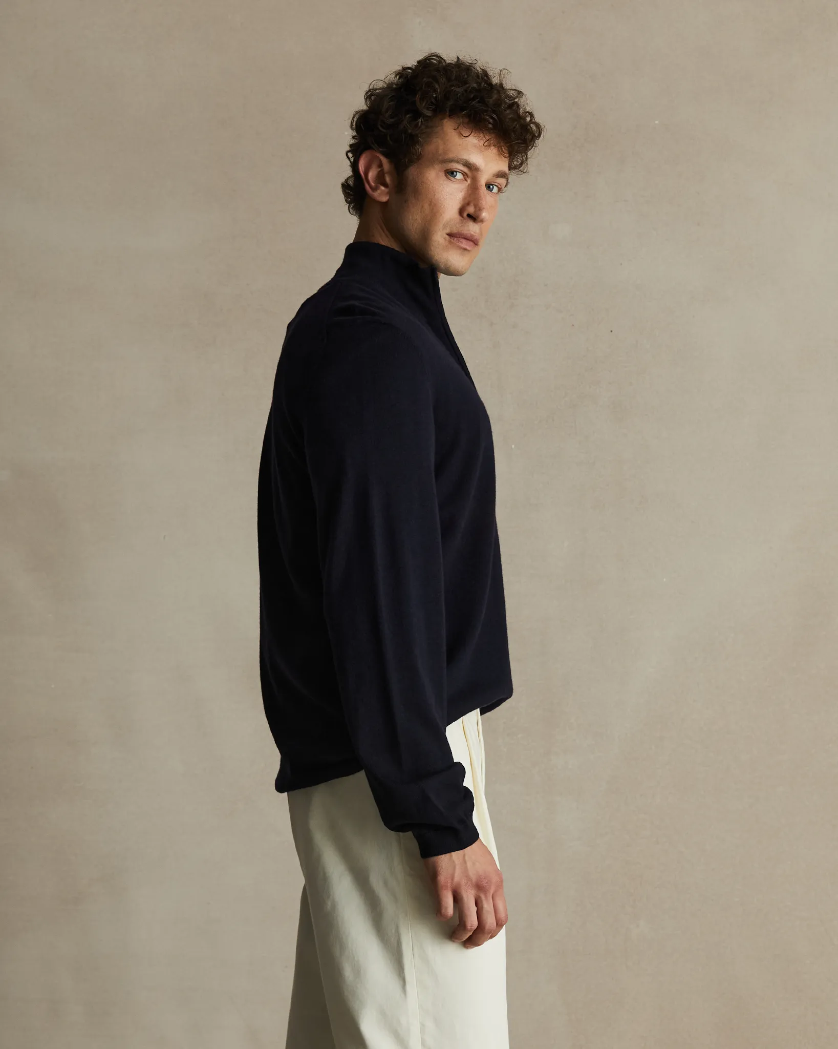 Merino Quarter Zip - Navy