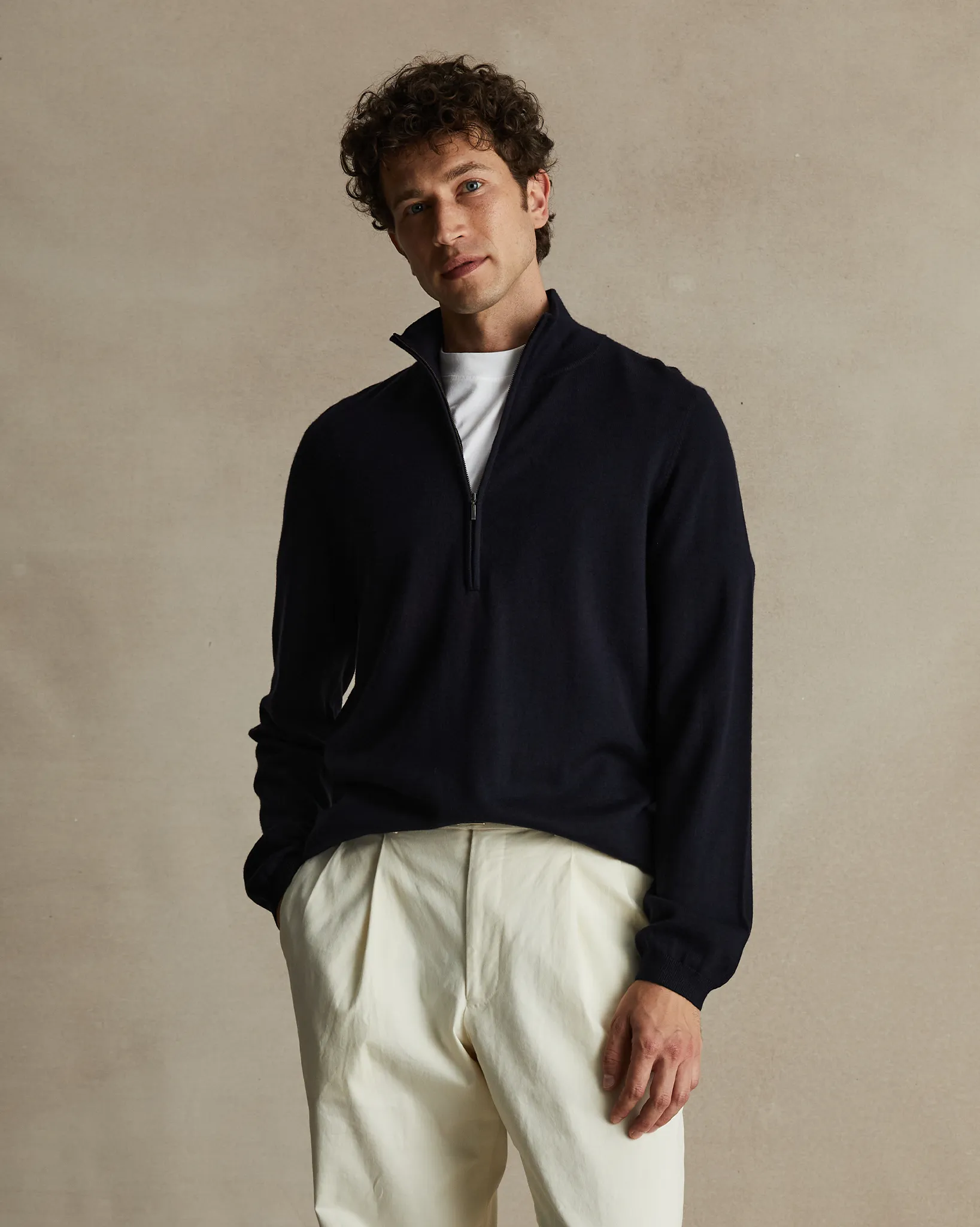 Merino Quarter Zip - Navy