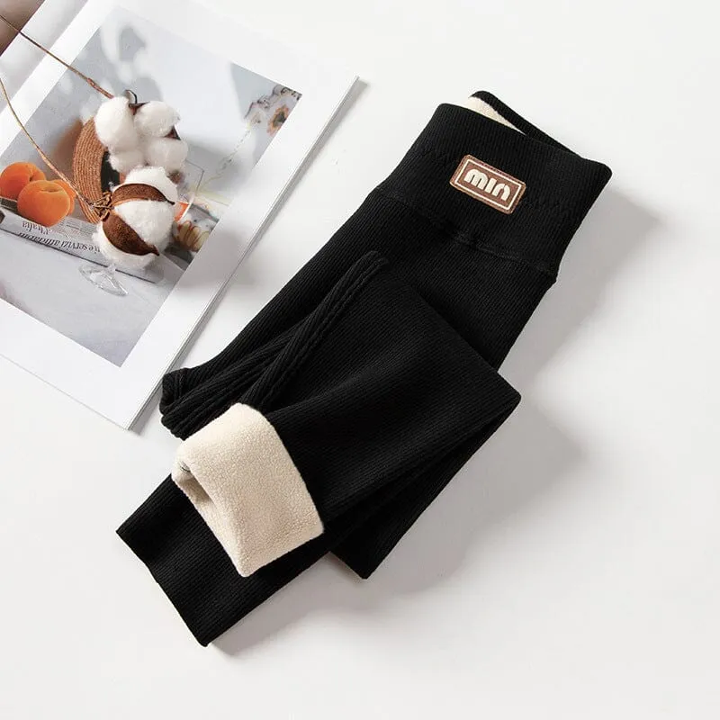 Min Solid Color Winter Plush Leggings