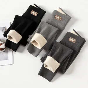 Min Solid Color Winter Plush Leggings
