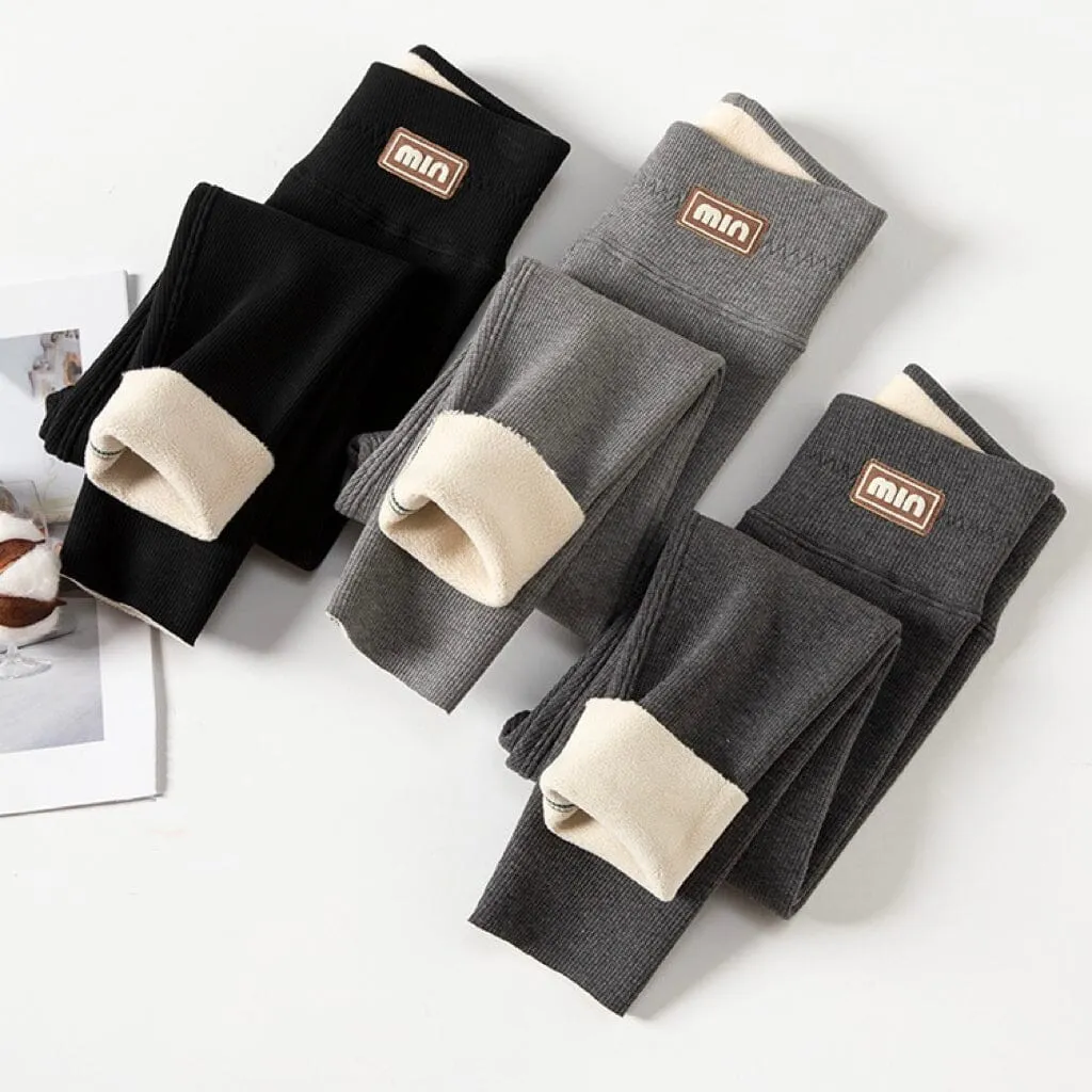 Min Solid Color Winter Plush Leggings
