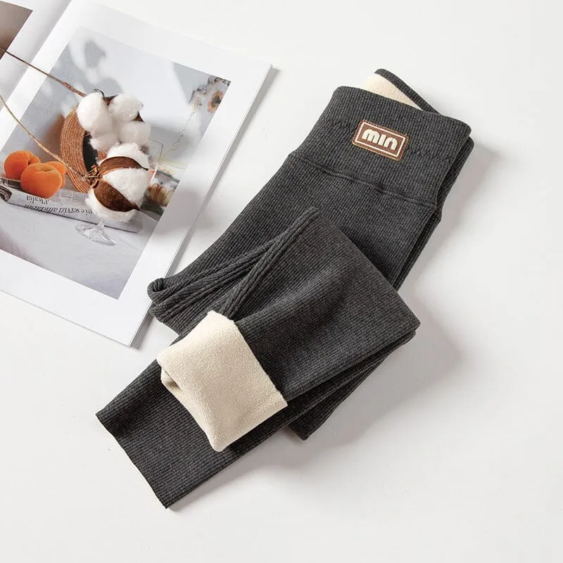 Min Solid Color Winter Plush Leggings