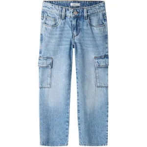 Name It Light Blue Denim Rose Wide Cargo Jeans