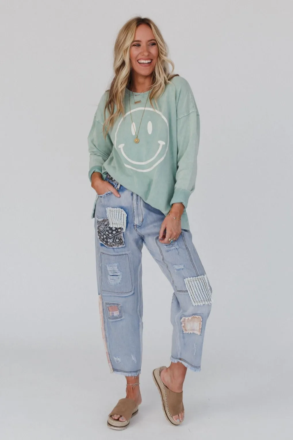 Offshore Patchwork Detail Pants - Denim