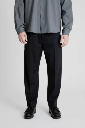 One Tuck Wool Pants - Black