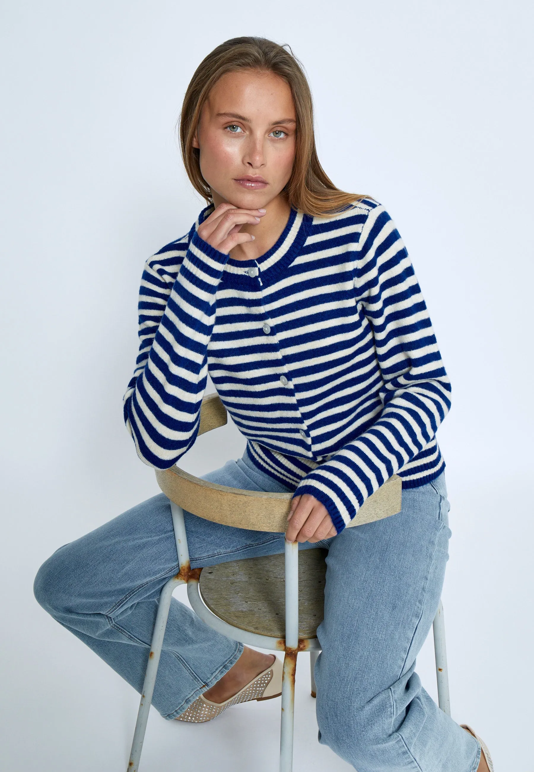 PC8154 Fabienne Cardigan - Navy Peony Stripe