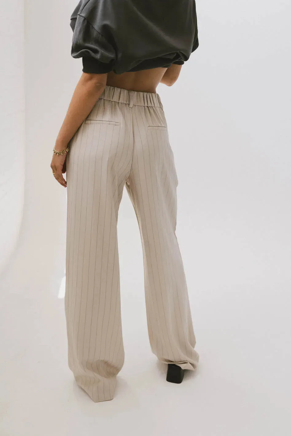 Reese Striped Slacks in Cream