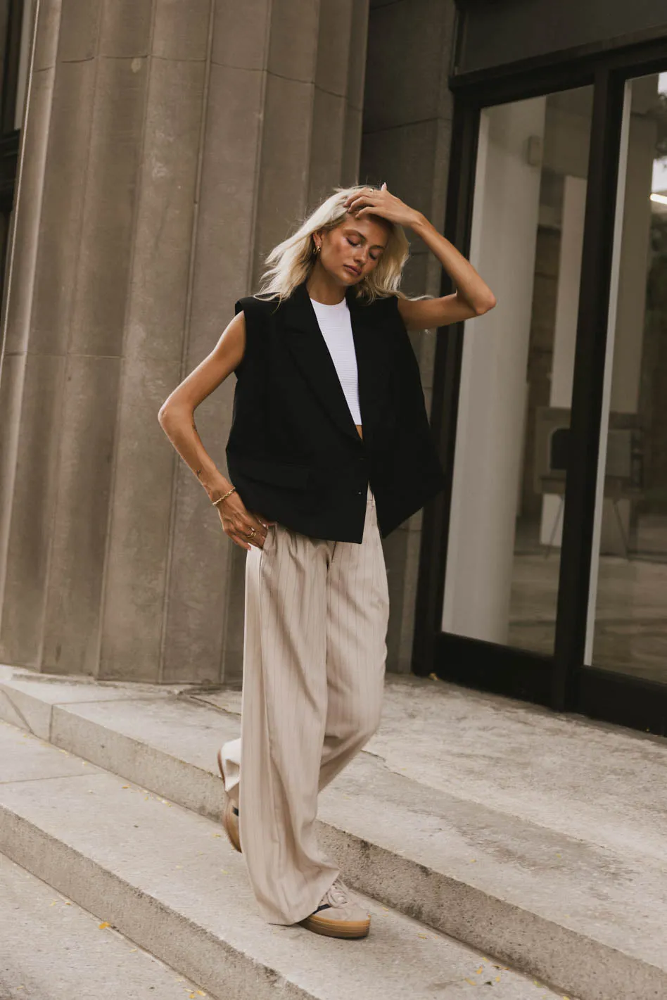 Reese Striped Slacks in Cream