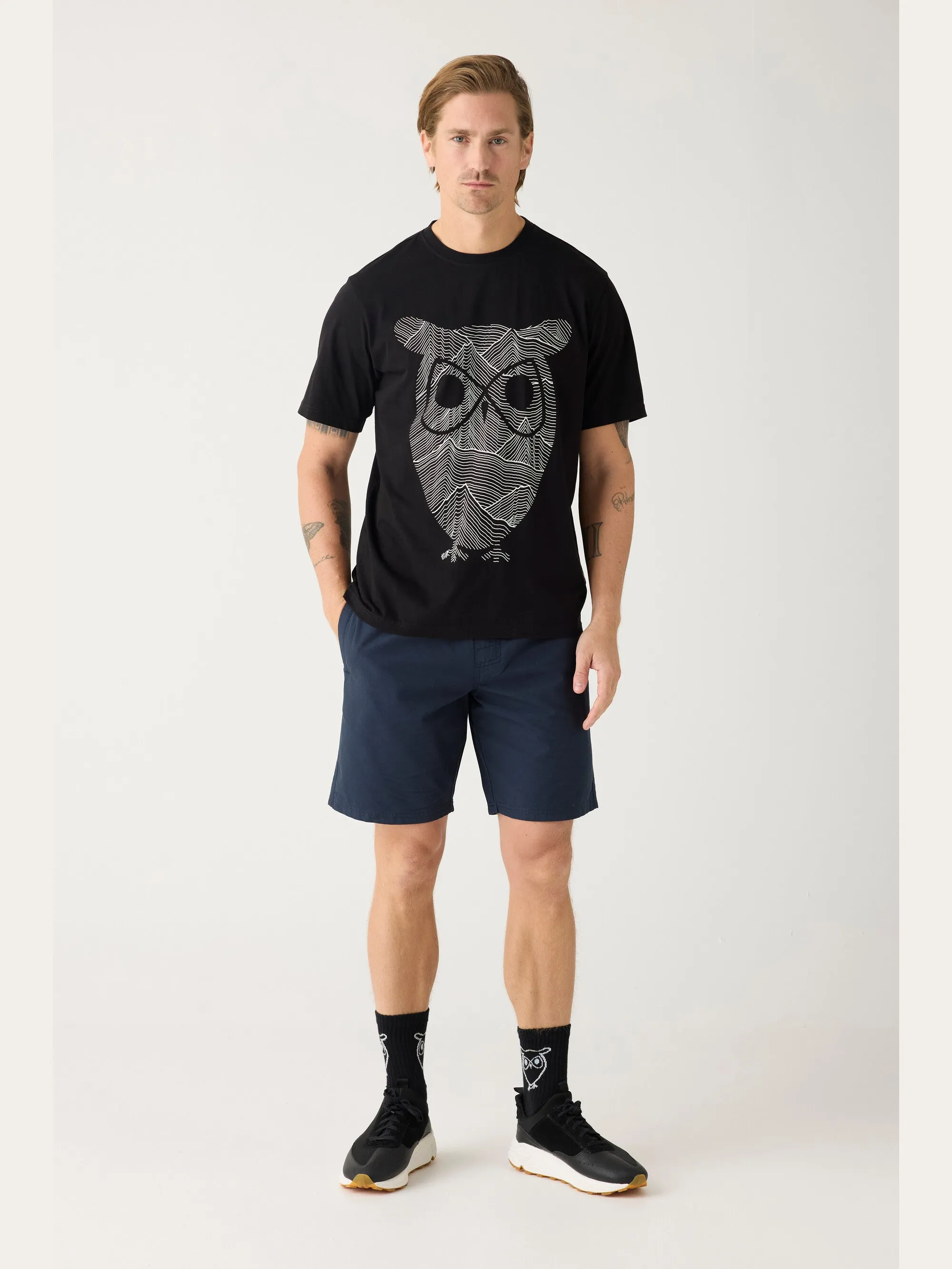 Regular single jersey mountain owl printed t-shirt - Regenerative Organic Certified™ - GOTS - Black Jet