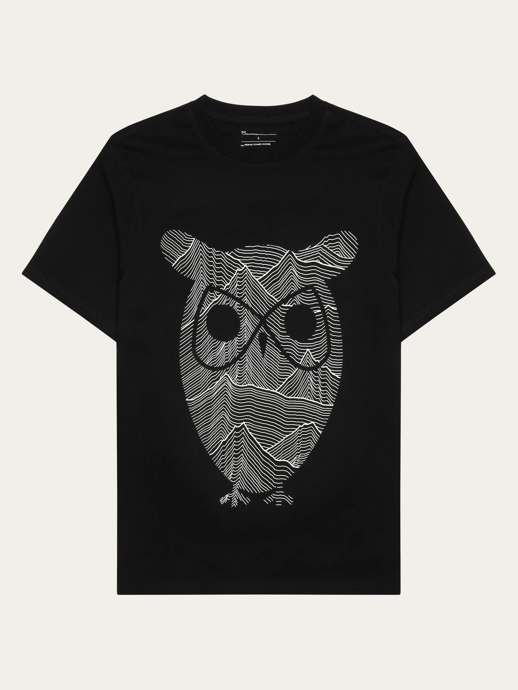 Regular single jersey mountain owl printed t-shirt - Regenerative Organic Certified™ - GOTS - Black Jet