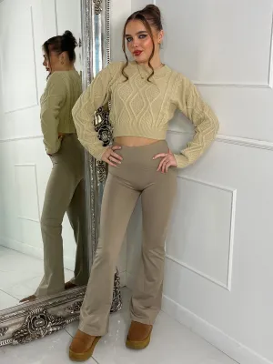 Sculpt Energy High Waist Flares - Dark Beige