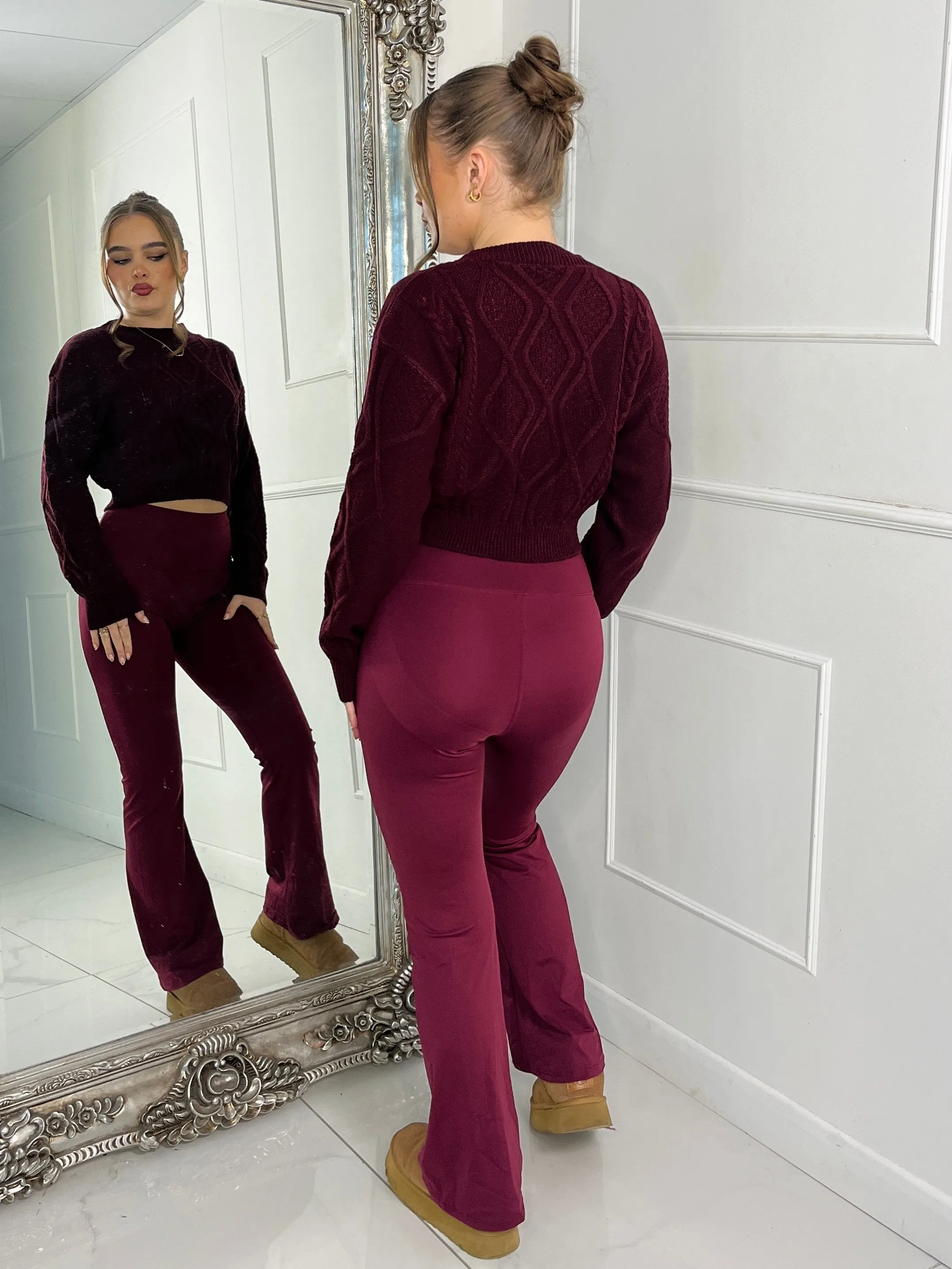 Sculpt Energy High Waist Flares - Wine