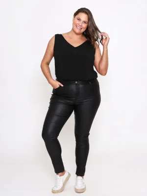Selena Skinny Jeans Wax Look - Black