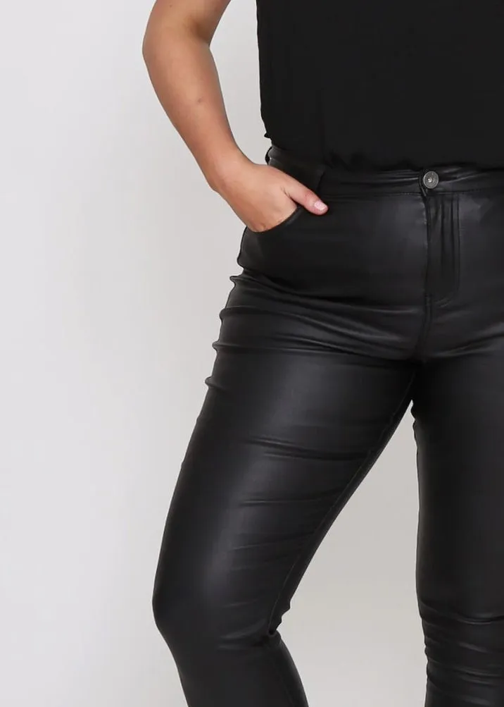 Selena Skinny Jeans Wax Look - Black