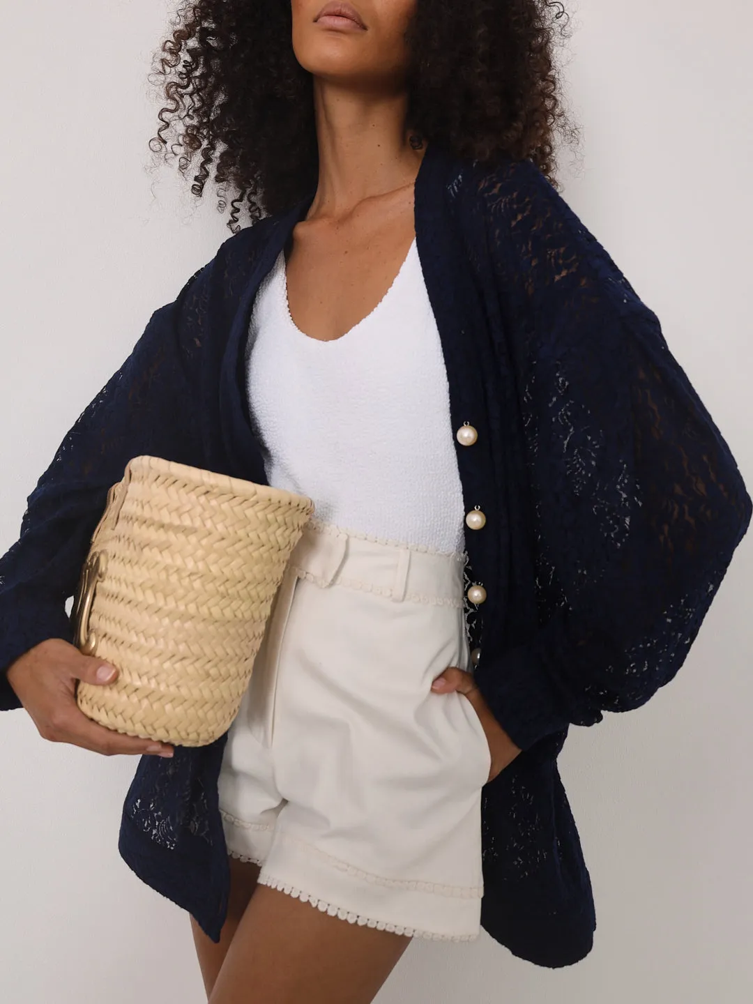 Seraphina Rose Lace Cardigan Cover Up | Navy
