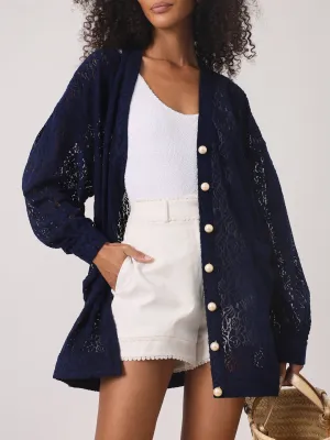 Seraphina Rose Lace Cardigan Cover Up | Navy