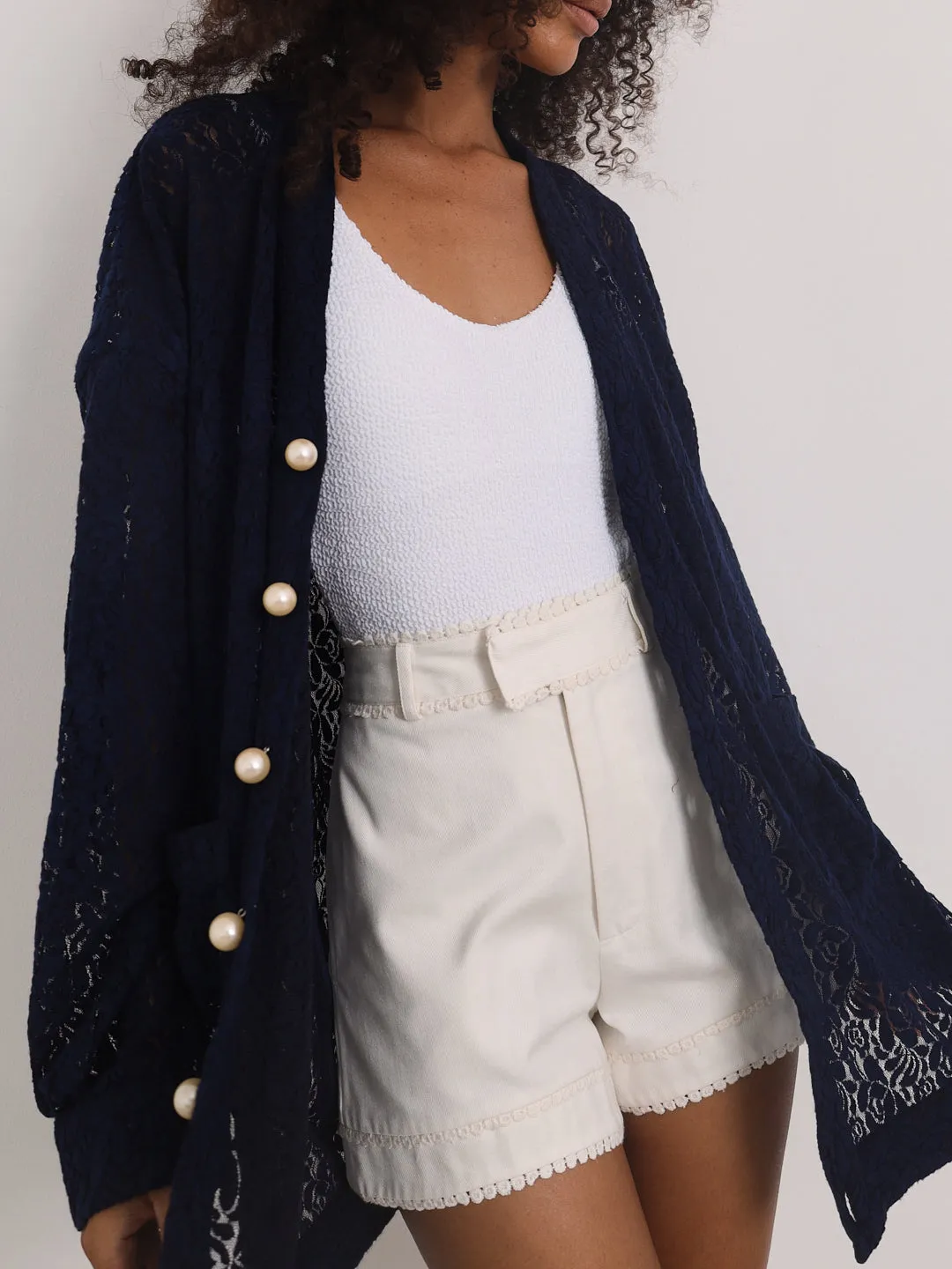 Seraphina Rose Lace Cardigan Cover Up | Navy