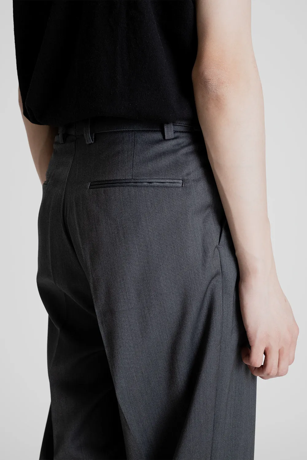 Side Adjust Two Tuck Slacks - Charcoal