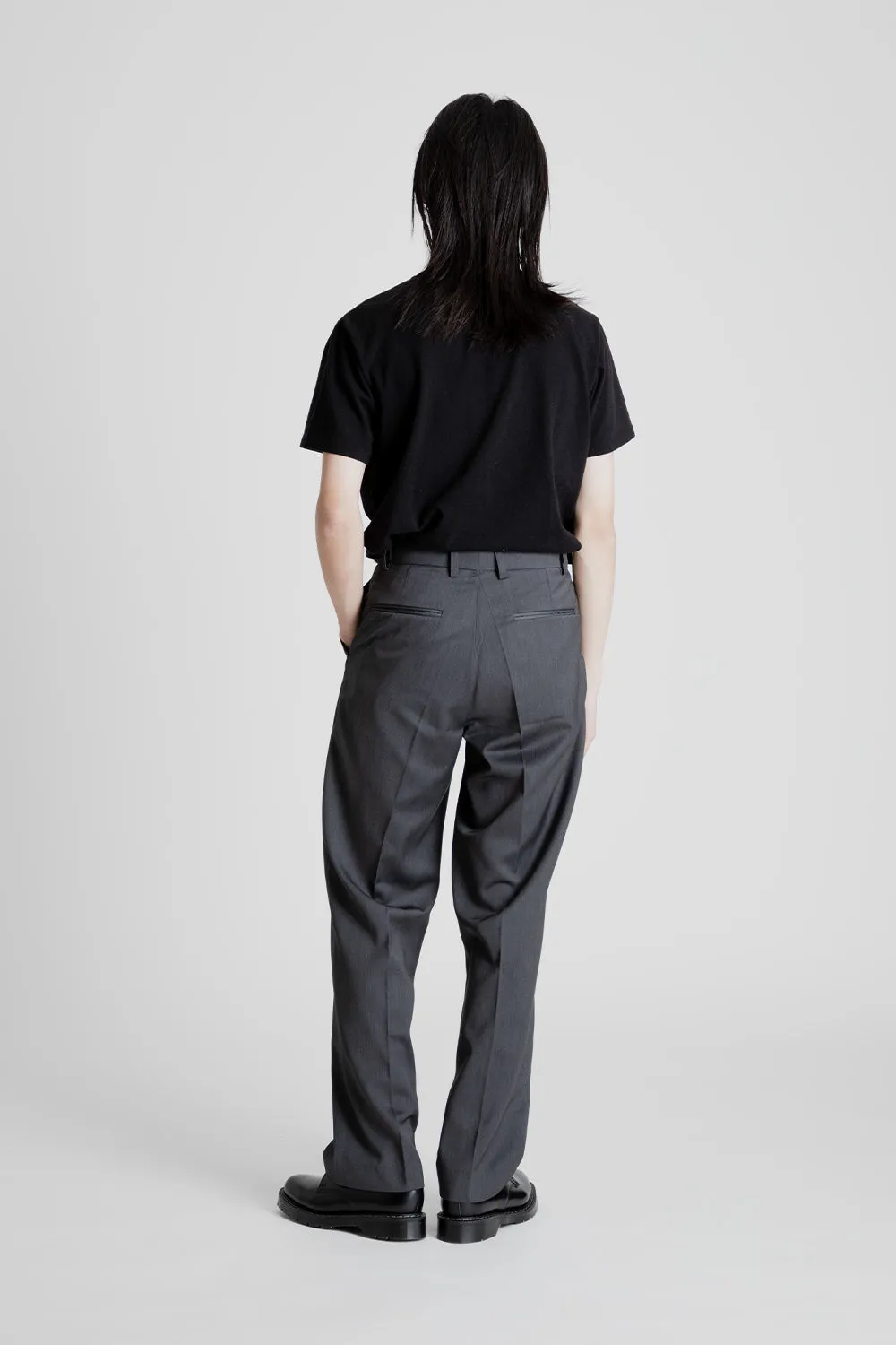 Side Adjust Two Tuck Slacks - Charcoal