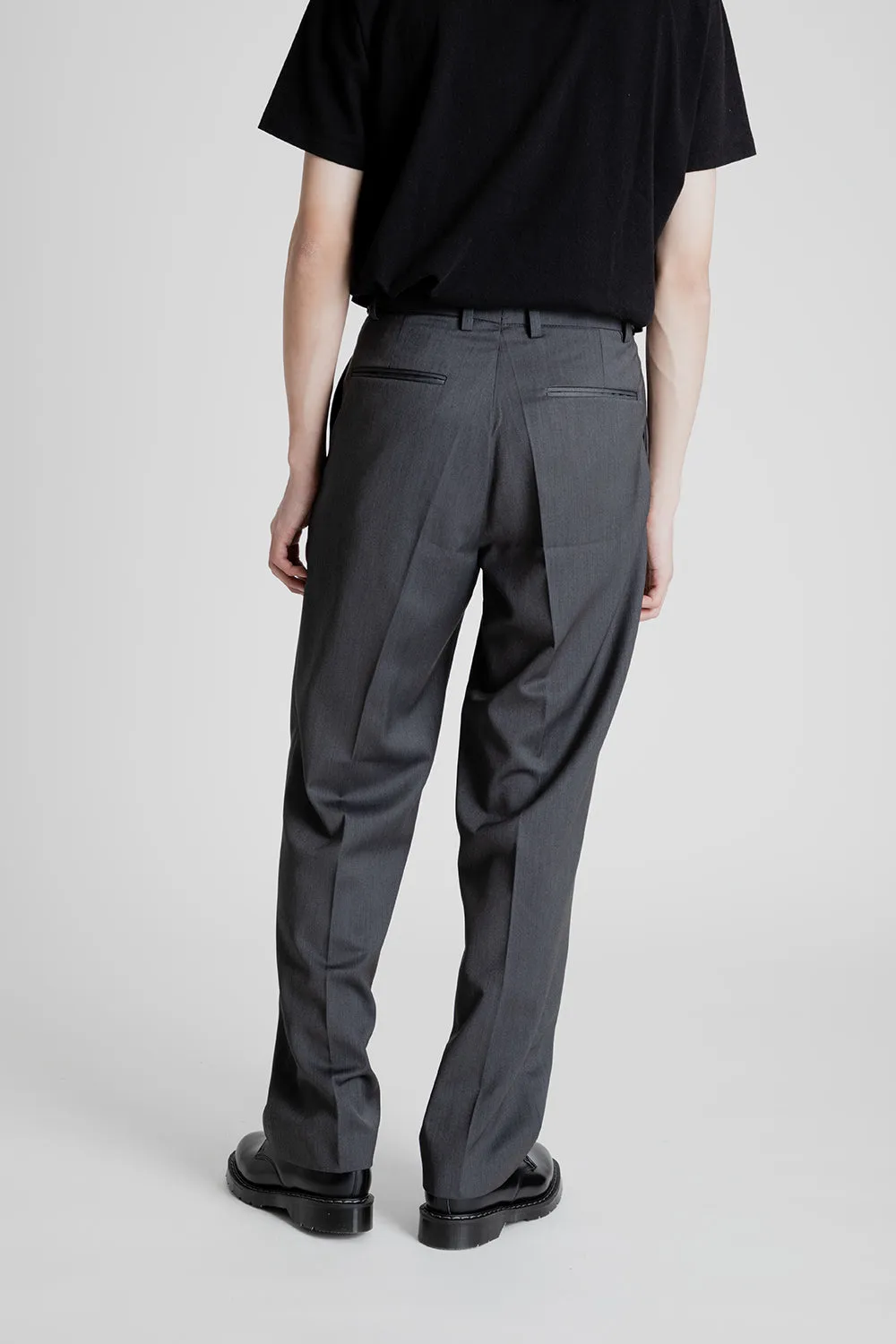Side Adjust Two Tuck Slacks - Charcoal