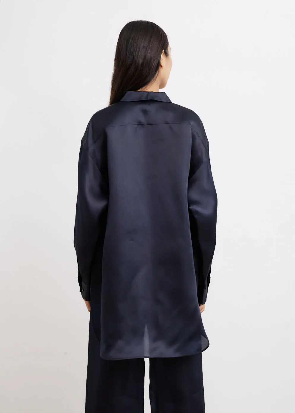 Silk Organza Half Button Shirt