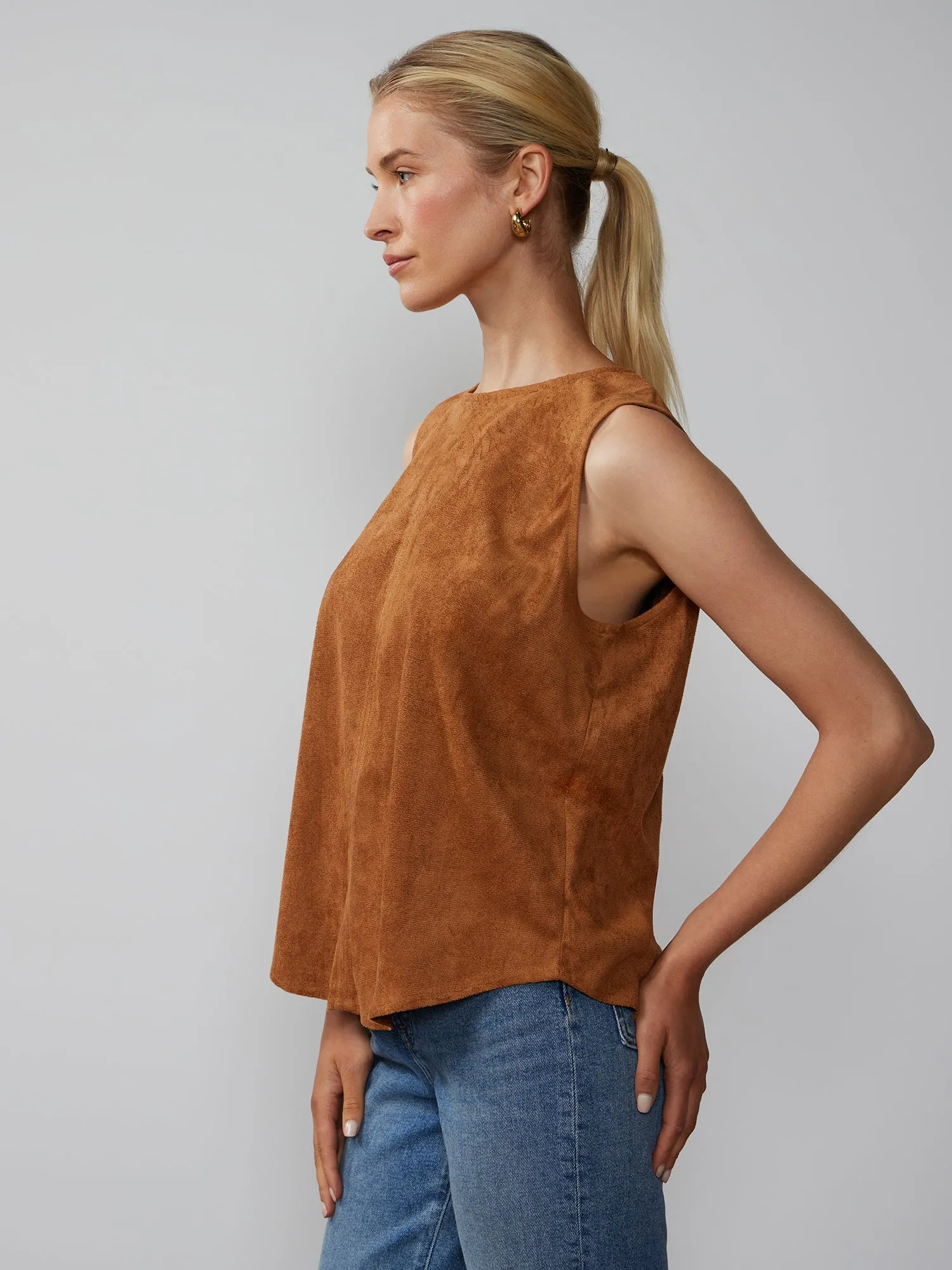 Sleeveless Faux Suede Top
