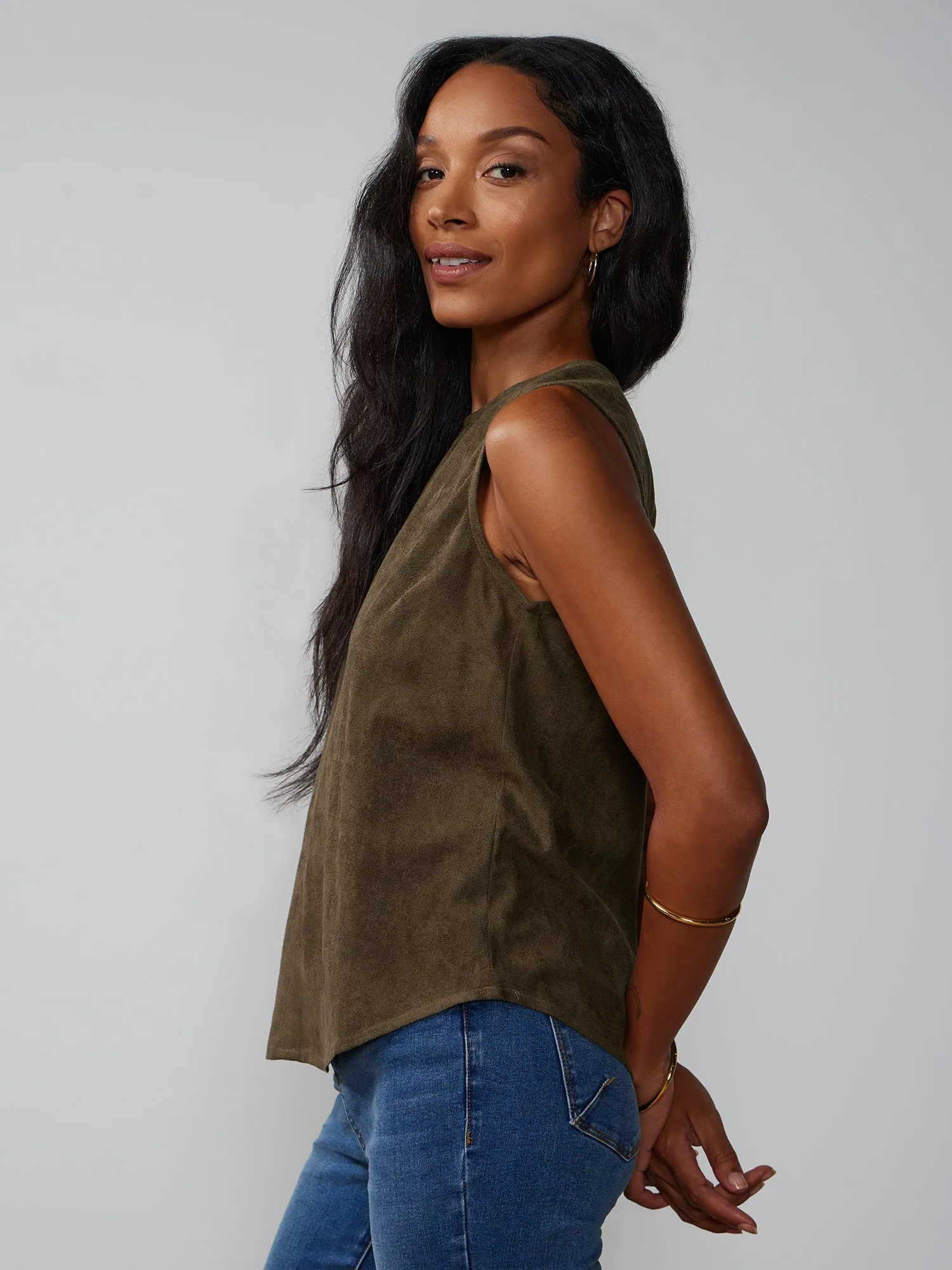 Sleeveless Faux Suede Top