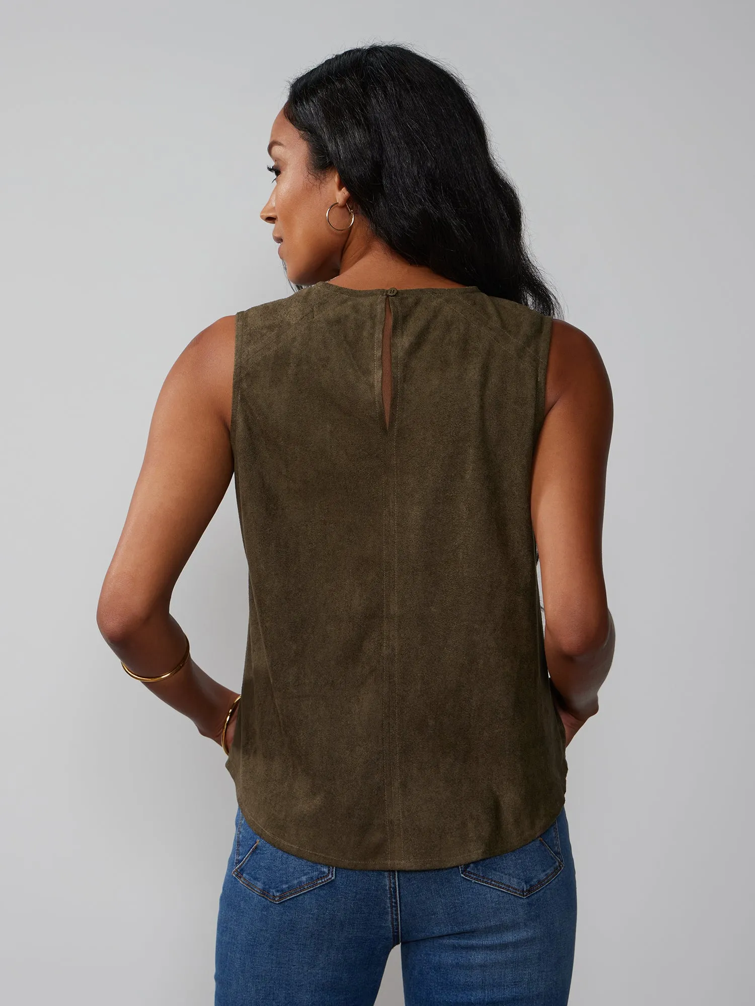 Sleeveless Faux Suede Top