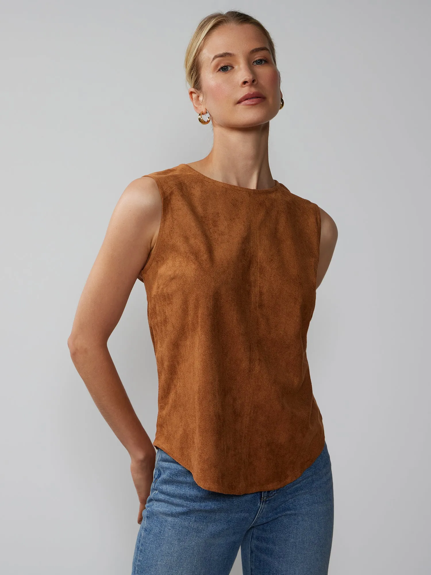 Sleeveless Faux Suede Top
