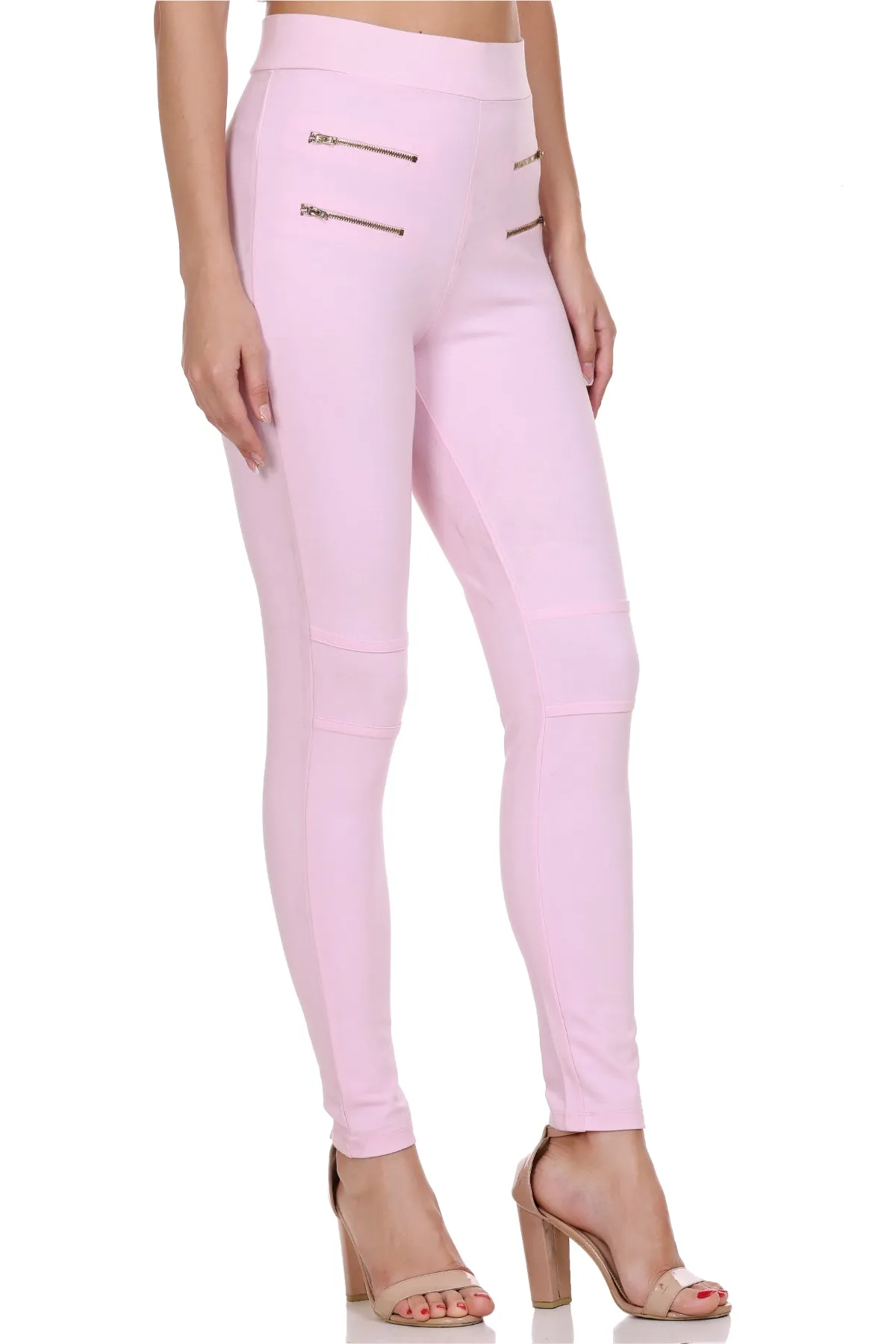 Solid fit pink Leggings for women