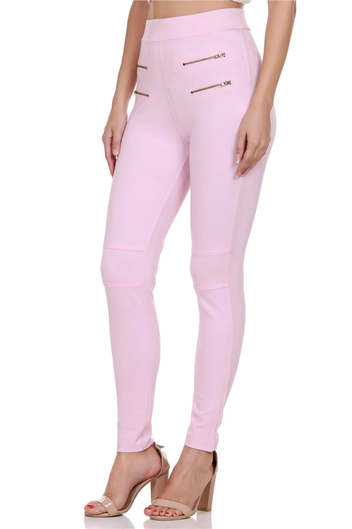 Solid fit pink Leggings for women