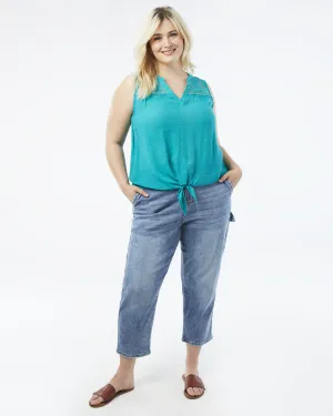 Stefani Cropped Carpenter Jean | Light Wash