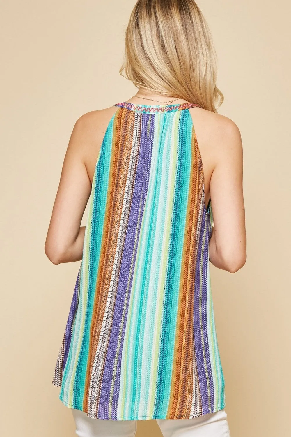 Striped Embroidered Tank Top