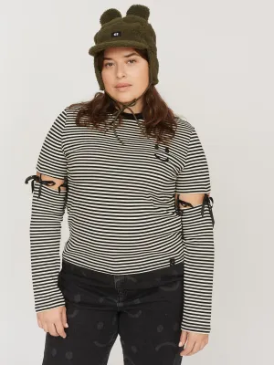 Stripy Tie Sleeve Top