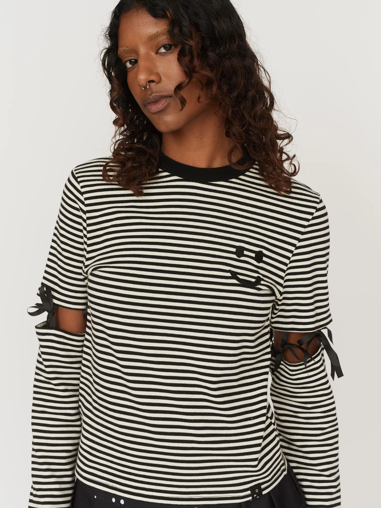 Stripy Tie Sleeve Top